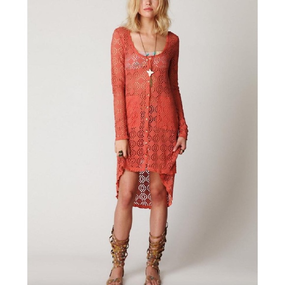 Free People Sweaters - FP Beach NWT Free People Hi Low Crochet Cardi M